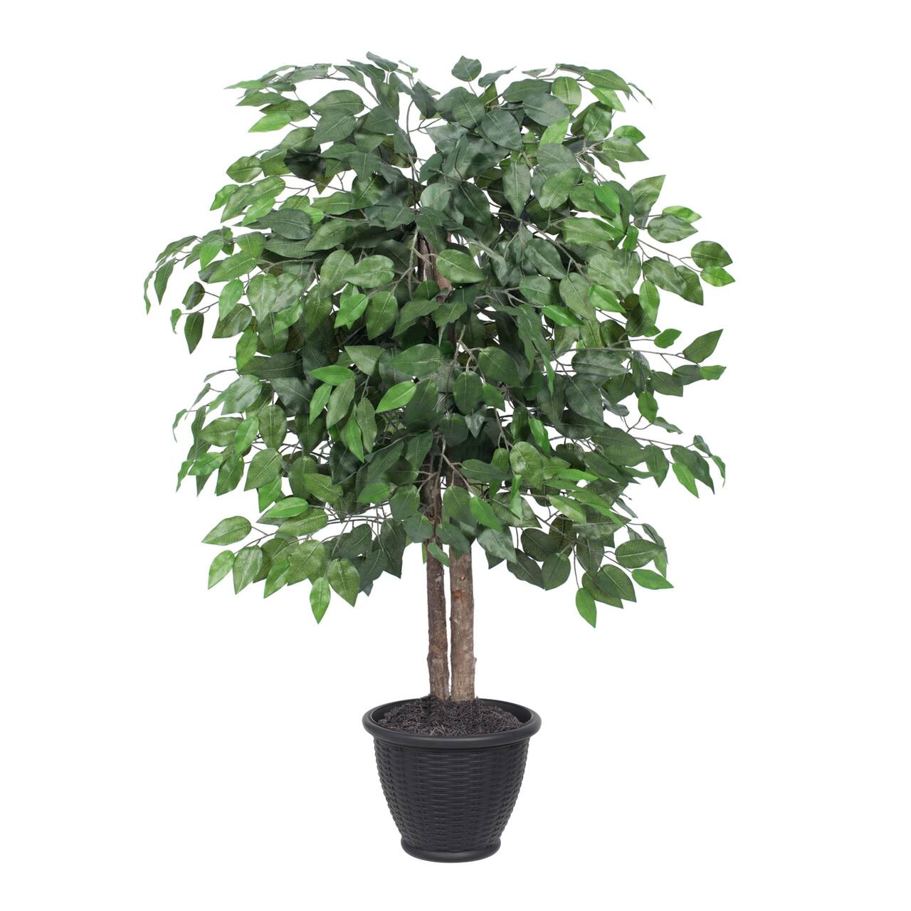 4ft. Artificial Ficus Bush with Round Gray Plastic Container